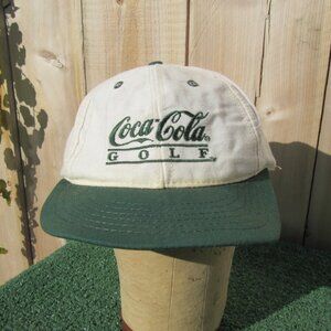 Vintage Coca Cola Golf White Green Embroidered Snapback Baseball Hat Cap